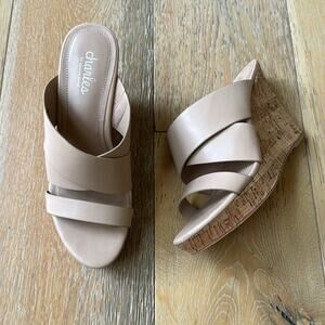 Charles by Charles David Beige Platform Wedge Sandals Size 7.5